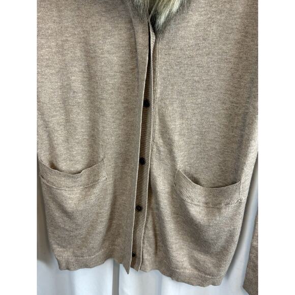 Ann Taylor LOFT Detachable Faux Fur Collar Tan M preppy academia 61-04 - Picture 8 of 16